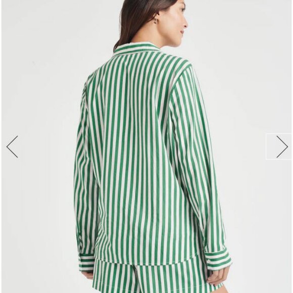 Women Splendid x Cella Jane White Green Stripe 2 PC- Set  Collared Top/S Short/M - Picture 3 of 16